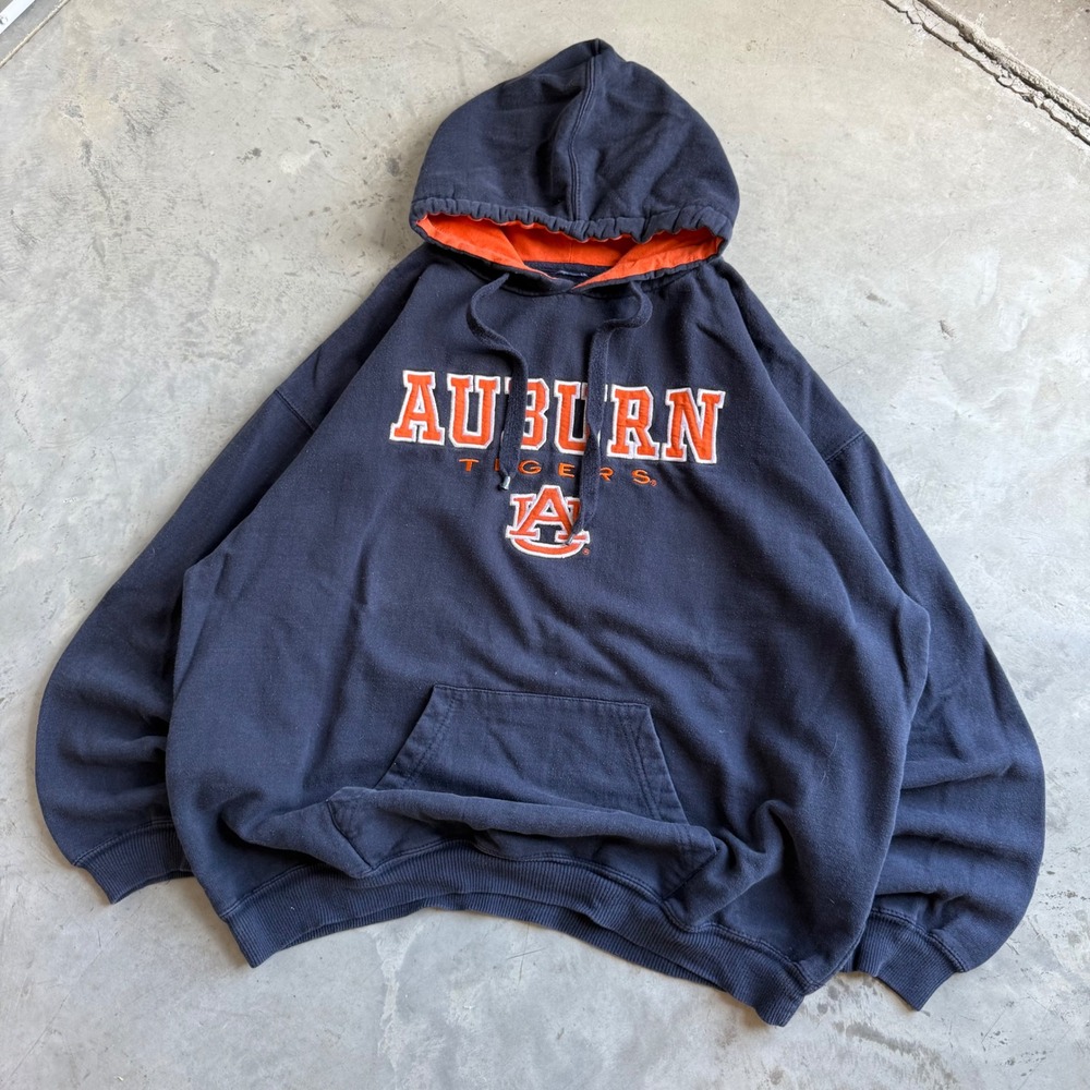 Auburn Tigers NCAA Hoodie Navy Blue Orange Embroidered Sweatshirt Mens XL